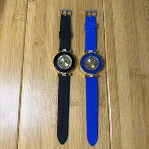 Lot of 2 DQG Fashion Watches Black & Gold/Blue, 40mm